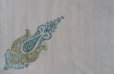 Seafoam Bloom Rumal — Pure Pashmina Sozni Hand Embroidered