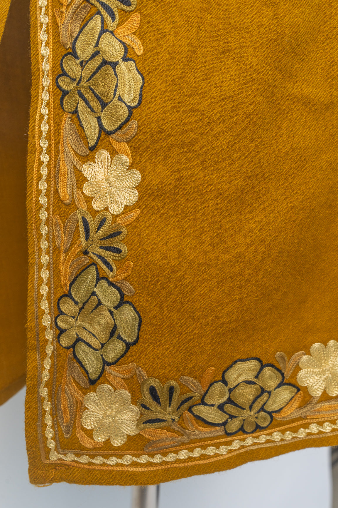 Regal Amber Heavily Embroidered Kashmiri Pheran