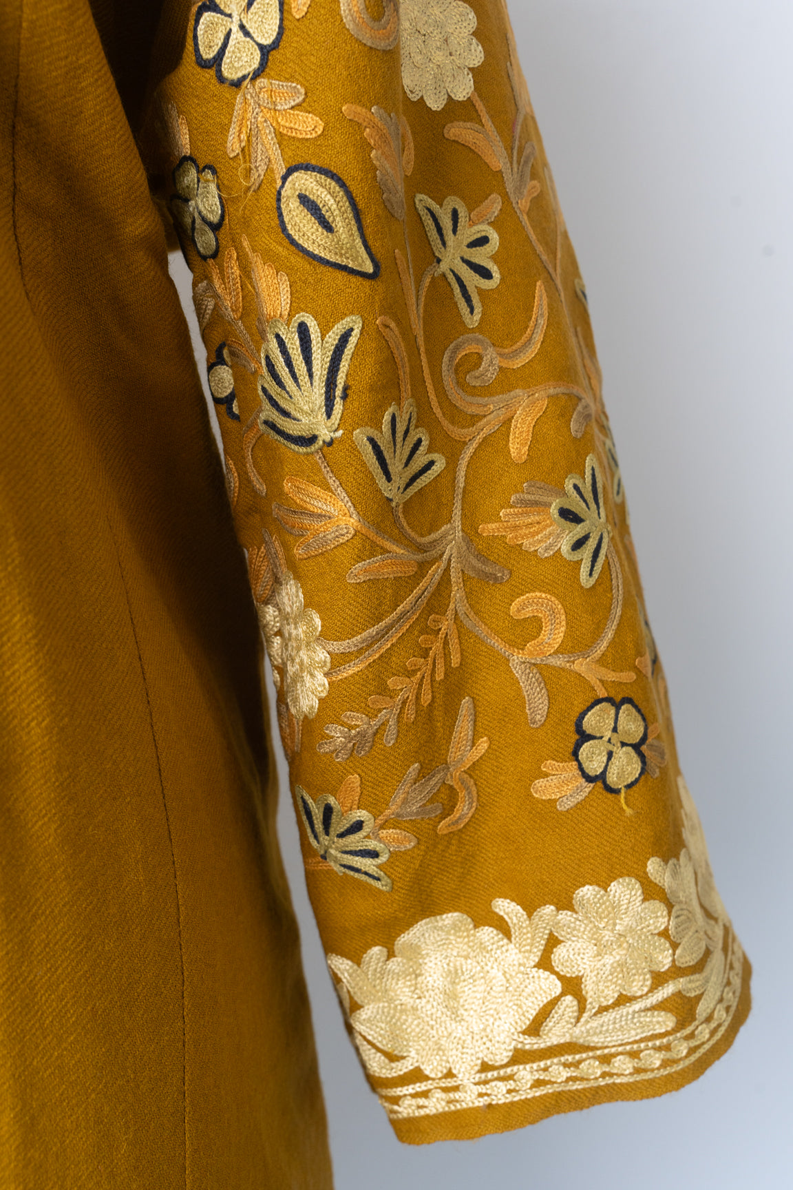Regal Amber Heavily Embroidered Kashmiri Pheran