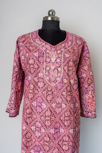 Blush Bloom Heavily Embroidered Kurti Style Long Dress