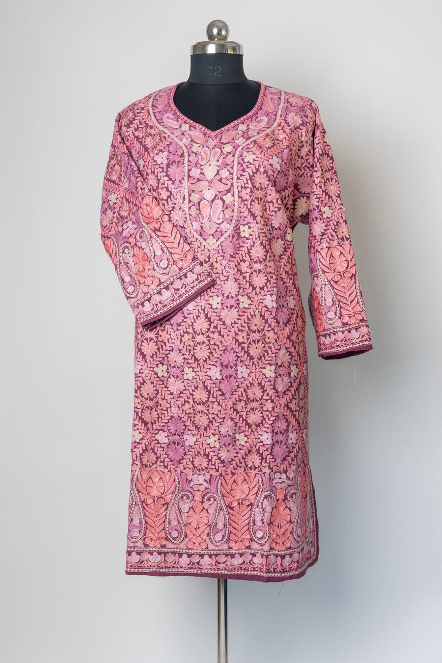 Blush Bloom Heavily Embroidered Kashmiri Pheran