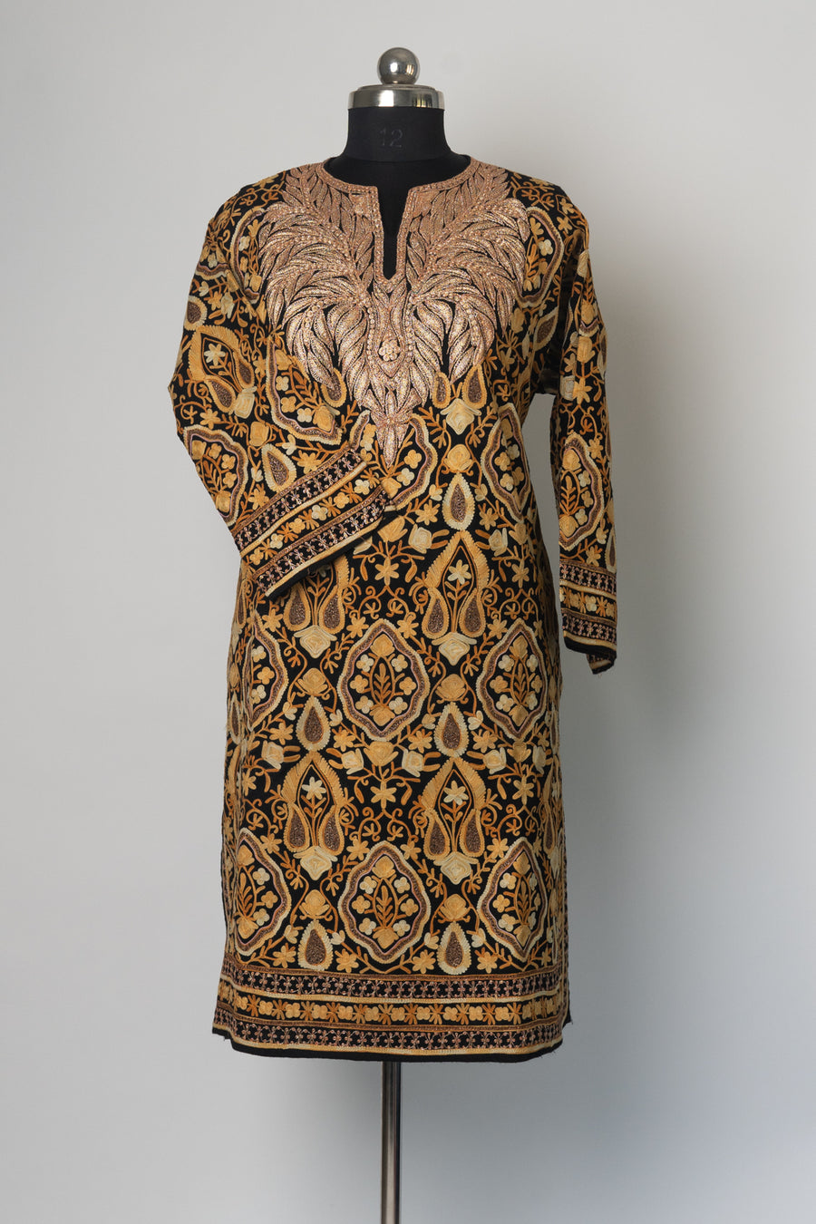 Majestic Ebony Kashmiri Pheran with Tilla & Aari Embroidery