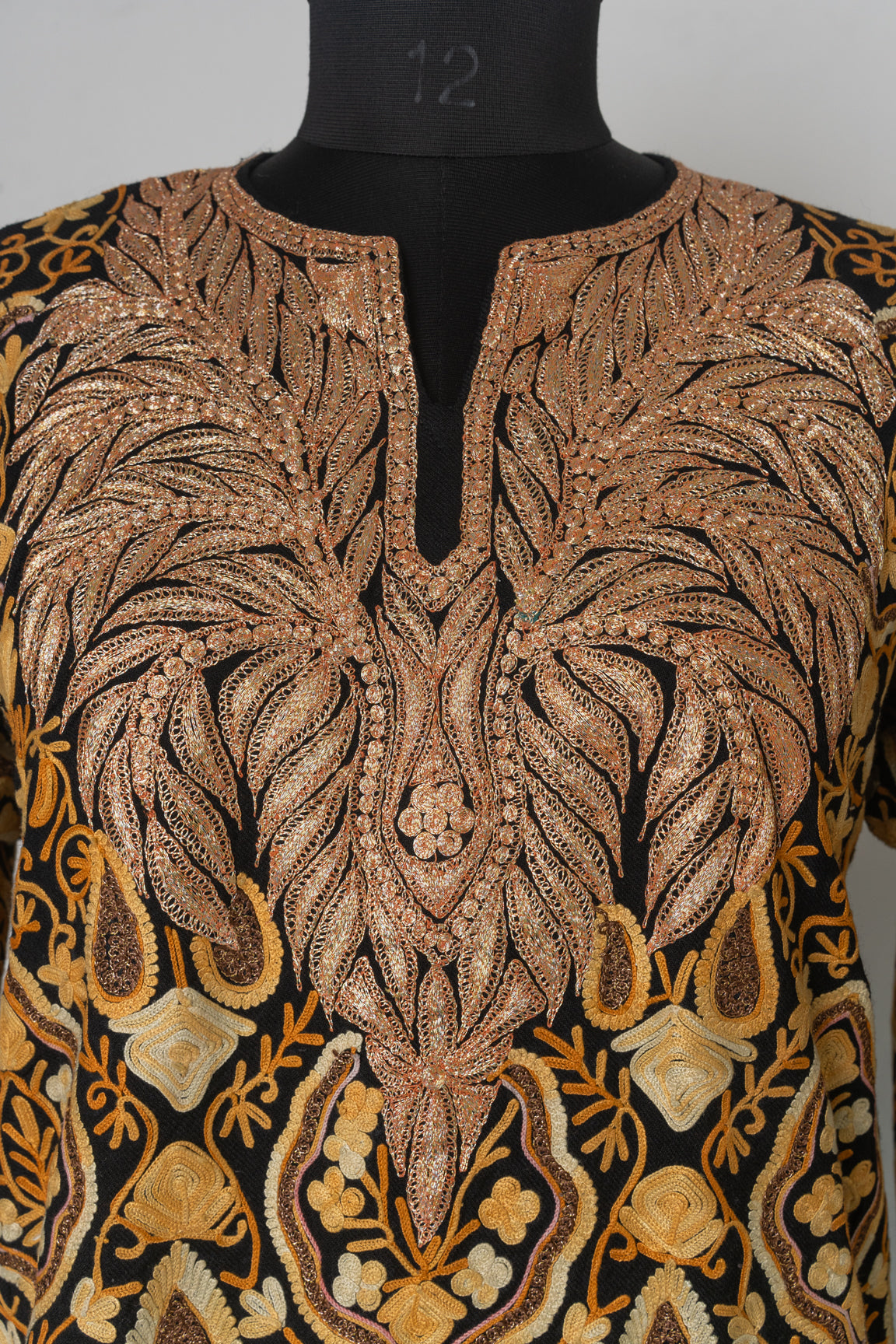 Majestic Ebony Kashmiri Pheran with Tilla & Aari Embroidery