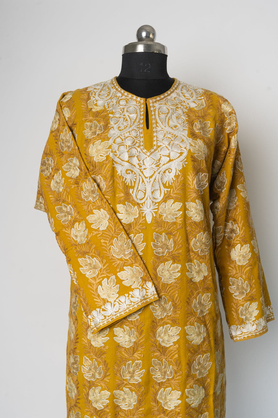 Golden Harvest Kurti Style Long Dress with Tilla & Aari Embroidery