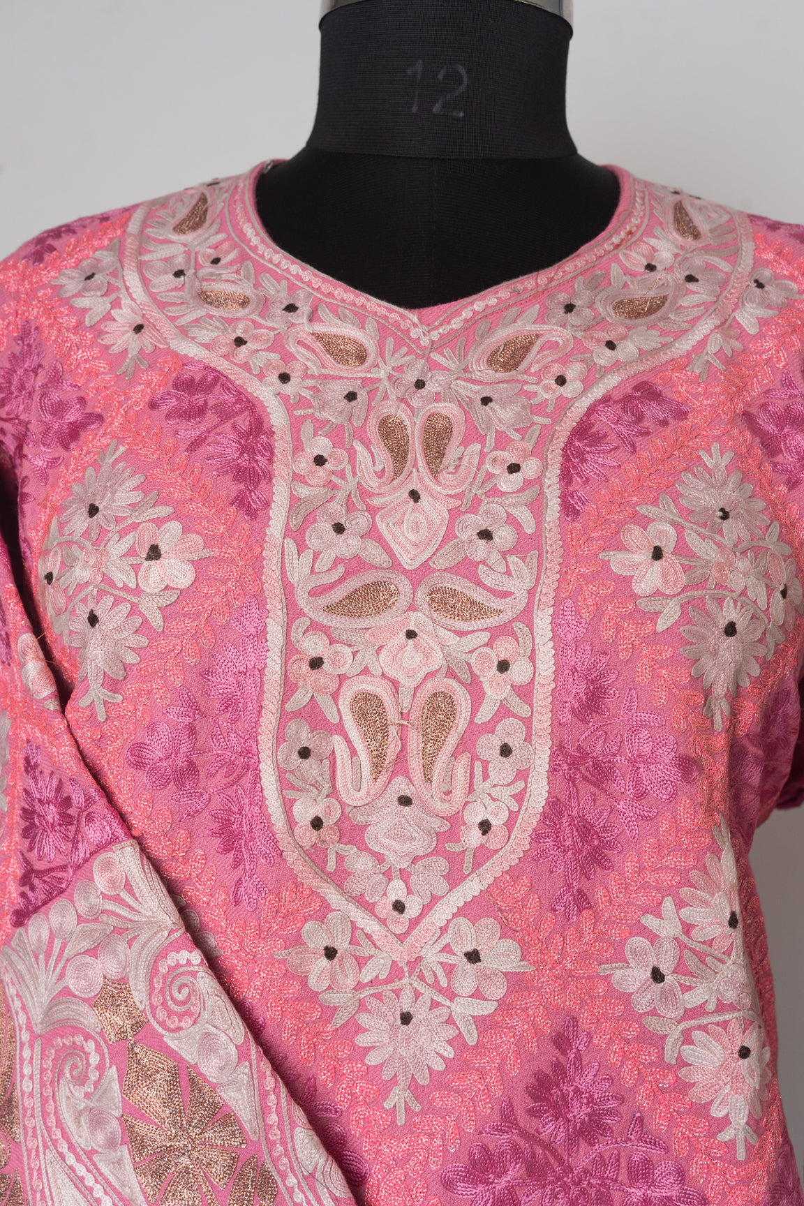Rosy Splendor Kashmiri Pheran with Aari Embroidery