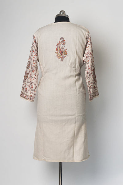 Ivory Garden Kurti Style Long Dress with Sozni Hand Embroidery