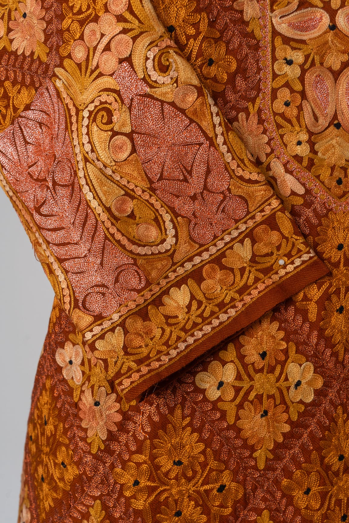 Autumn Radiance Kashmiri Pheran with Aari & Zari Embroidery