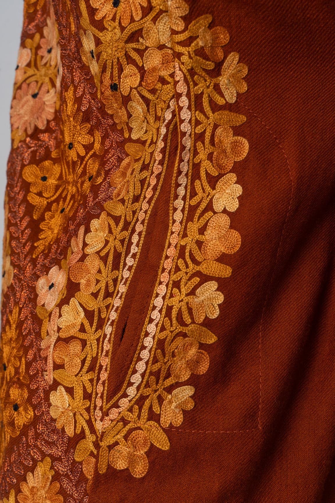 Autumn Radiance Kashmiri Pheran with Aari & Zari Embroidery