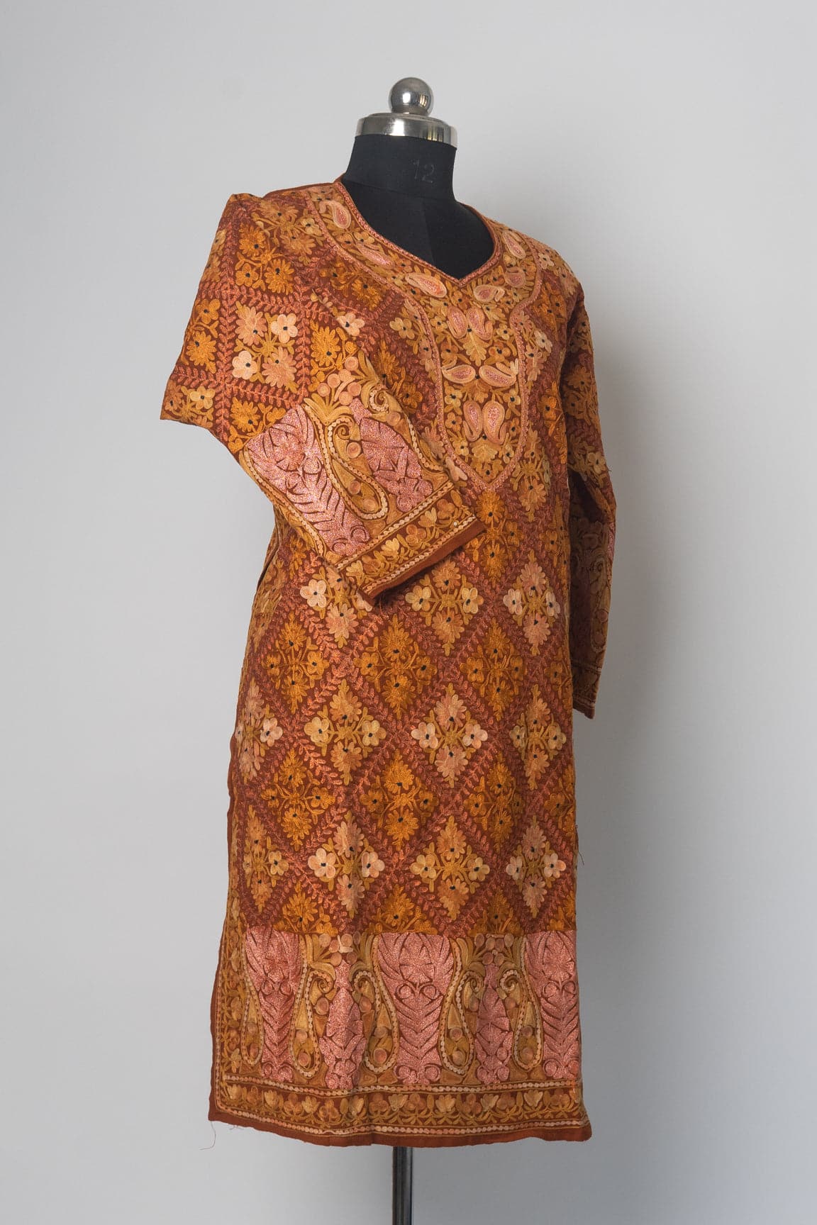 Autumn Radiance Kurti Style Long Dress with Aari & Zari Embroidery