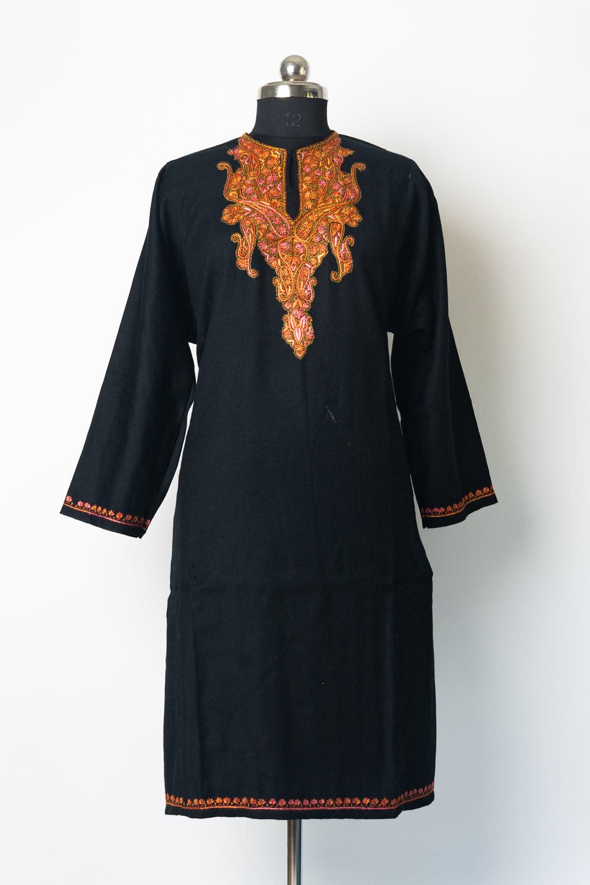 Midnight Majesty Kurti Style Long Dress with Sozni Hand Embroidery