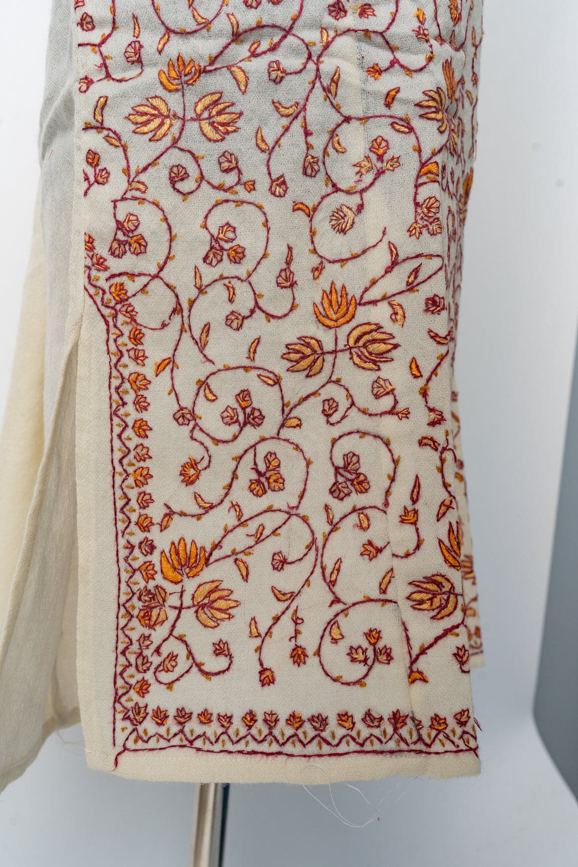 Ivory Blossom Kurti Style Long Dress with Sozni Hand Embroidery