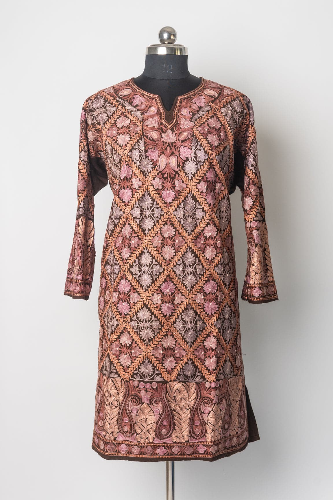 Autumn Twilight Kashmiri Pheran with Aari & Zari Embroidery