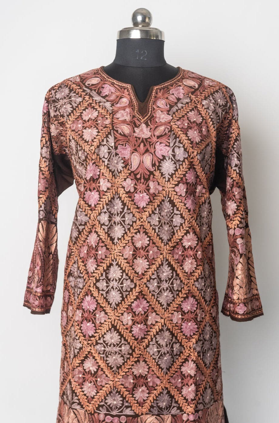 Autumn Twilight Kashmiri Pheran with Aari & Zari Embroidery