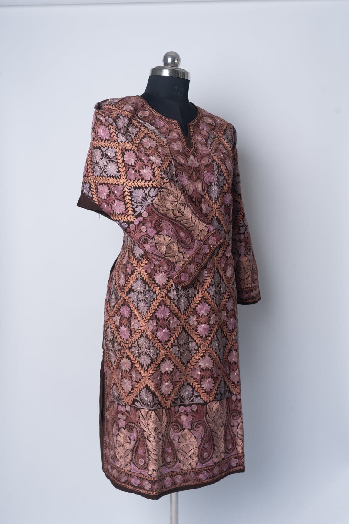 Autumn Twilight Kashmiri Pheran with Aari & Zari Embroidery