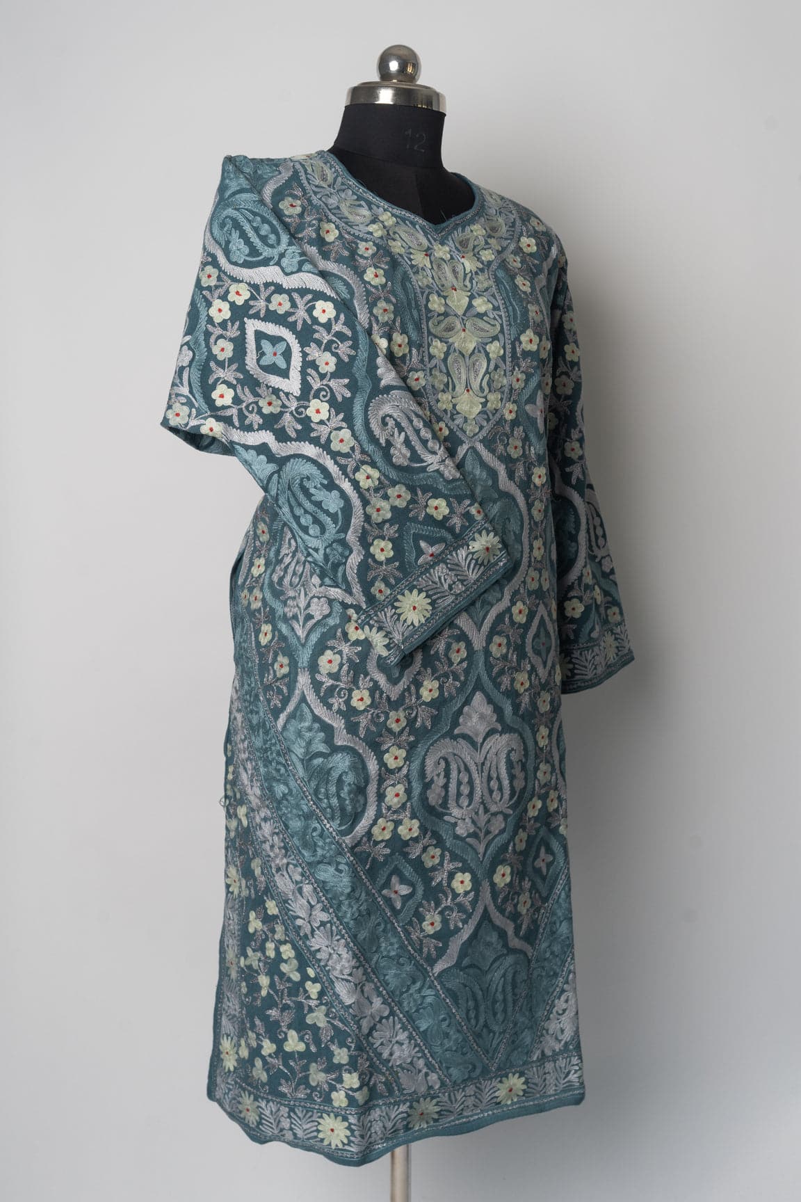 Moonlit Elegance Kashmiri Pheran with Aari & Zari Embroidery