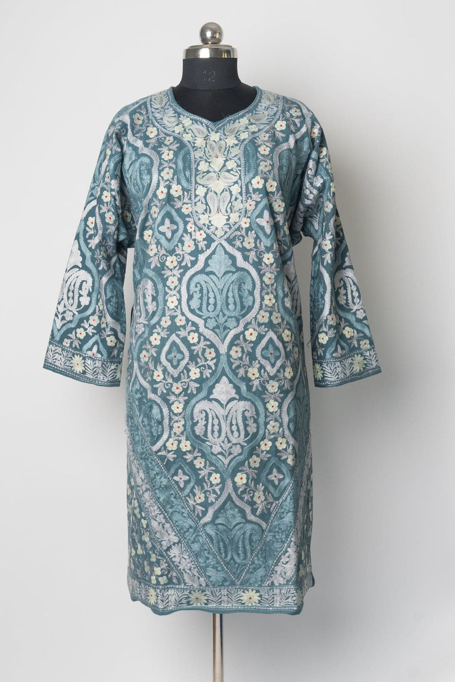 Moonlit Elegance Kashmiri Pheran with Aari & Zari Embroidery