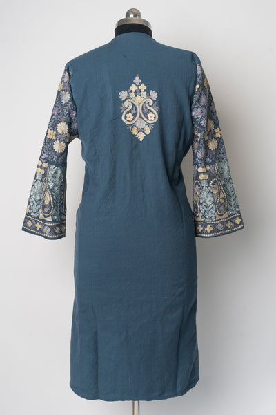 Twilight Blossom Kurti Style Long Dress with Aari Embroidery