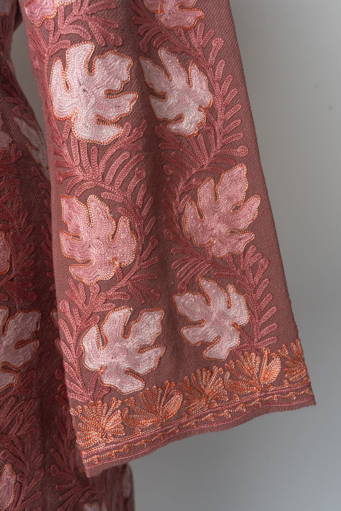 Dusky Rose Kashmiri Pheran with Aari Embroidery