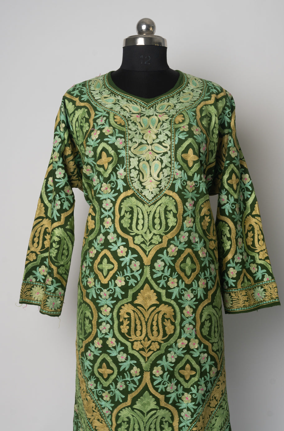 Emerald Garden Kashmiri Pheran with Aari Embroidery