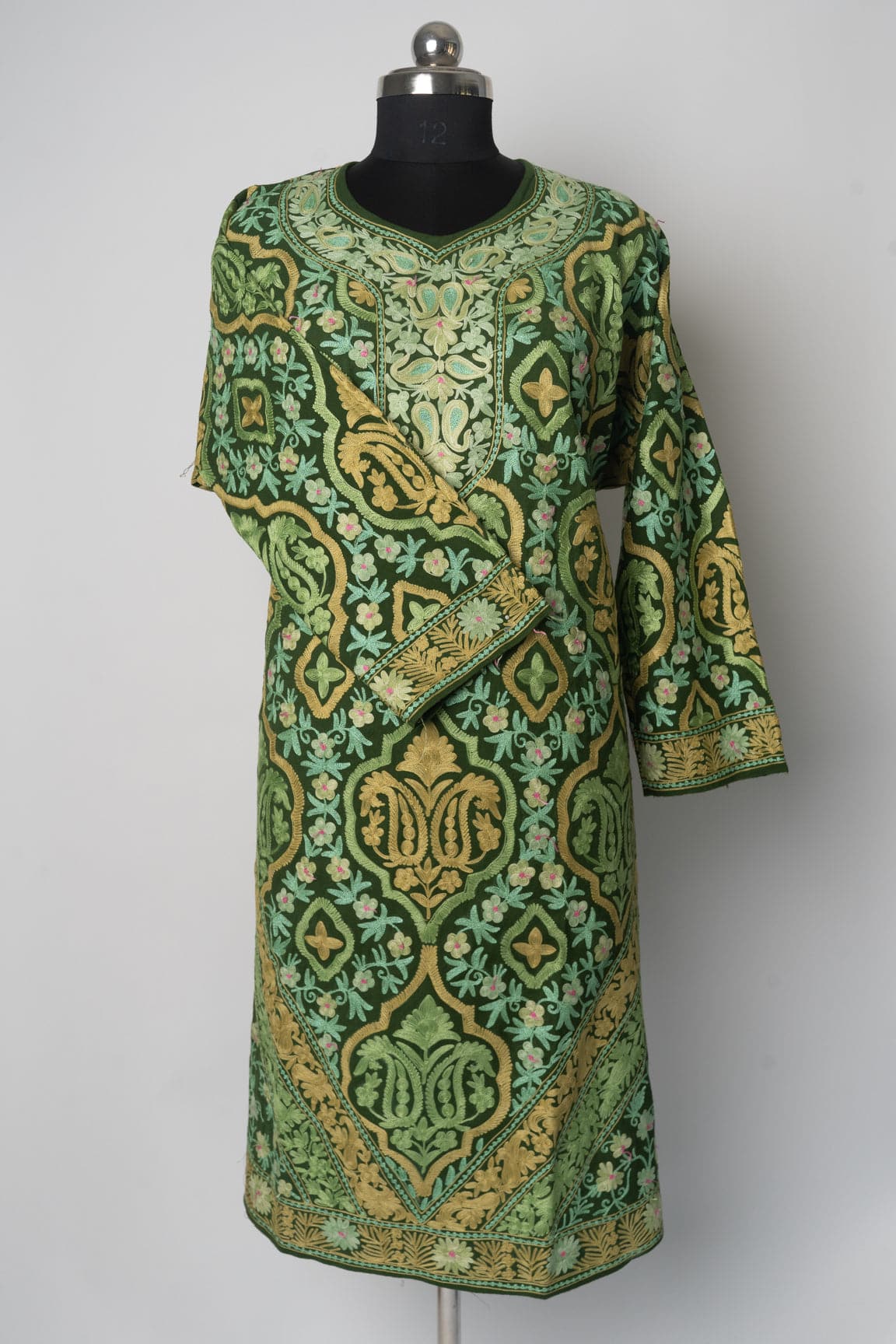 Emerald Garden Kashmiri Pheran with Aari Embroidery