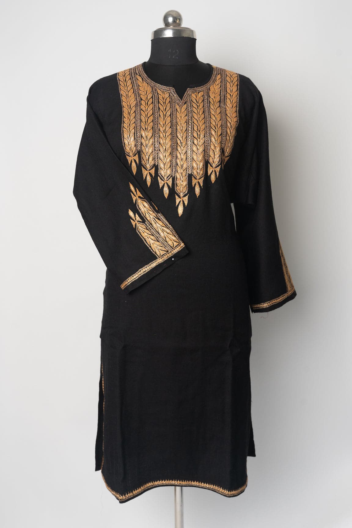 Midnight Gold Kashmiri Pheran with Tilla Embroidery