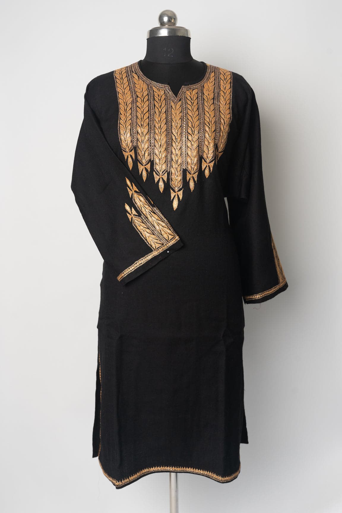 Midnight Gold Kurti Style Long Dress with Tilla Embroidery