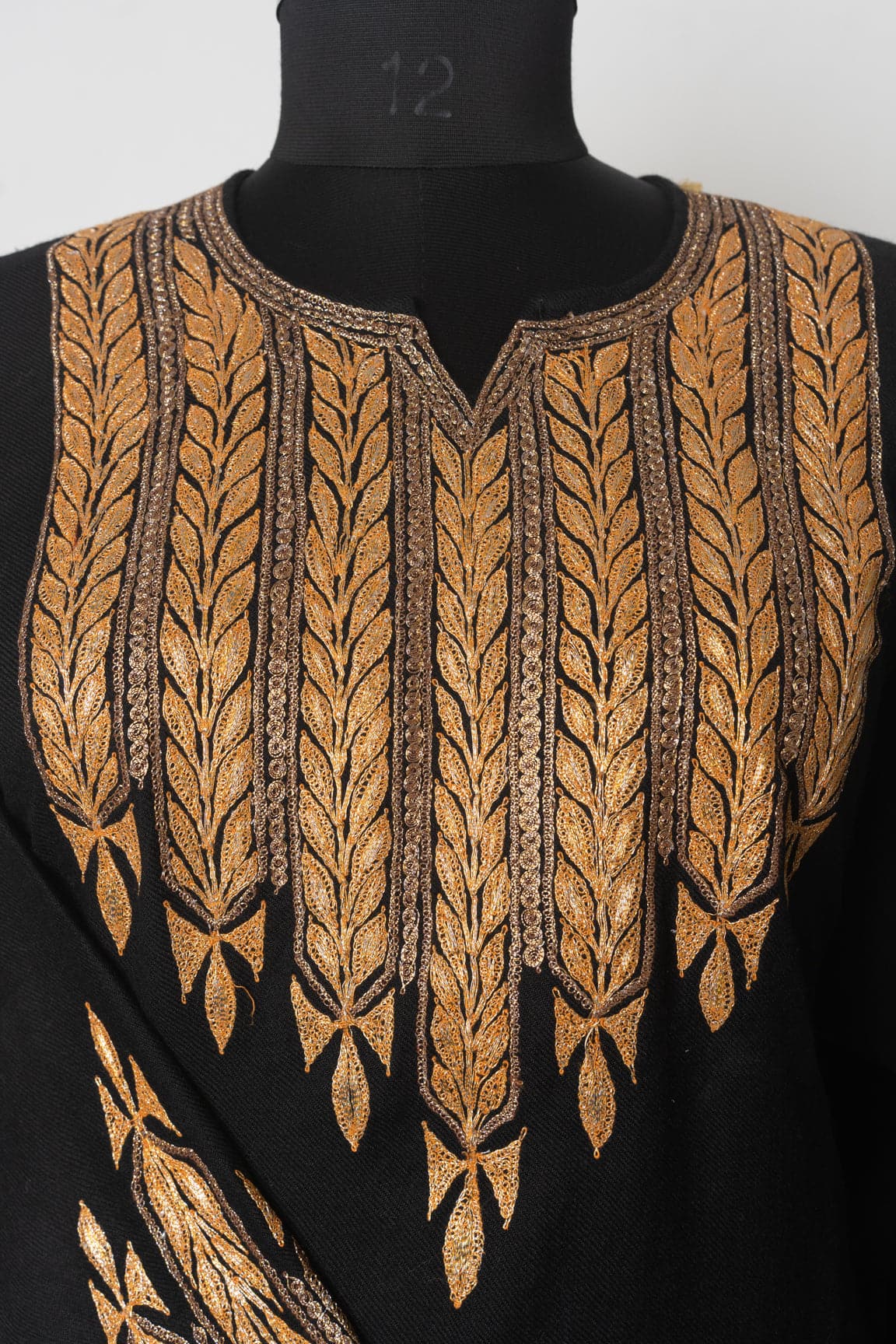 Midnight Gold Kashmiri Pheran with Tilla Embroidery