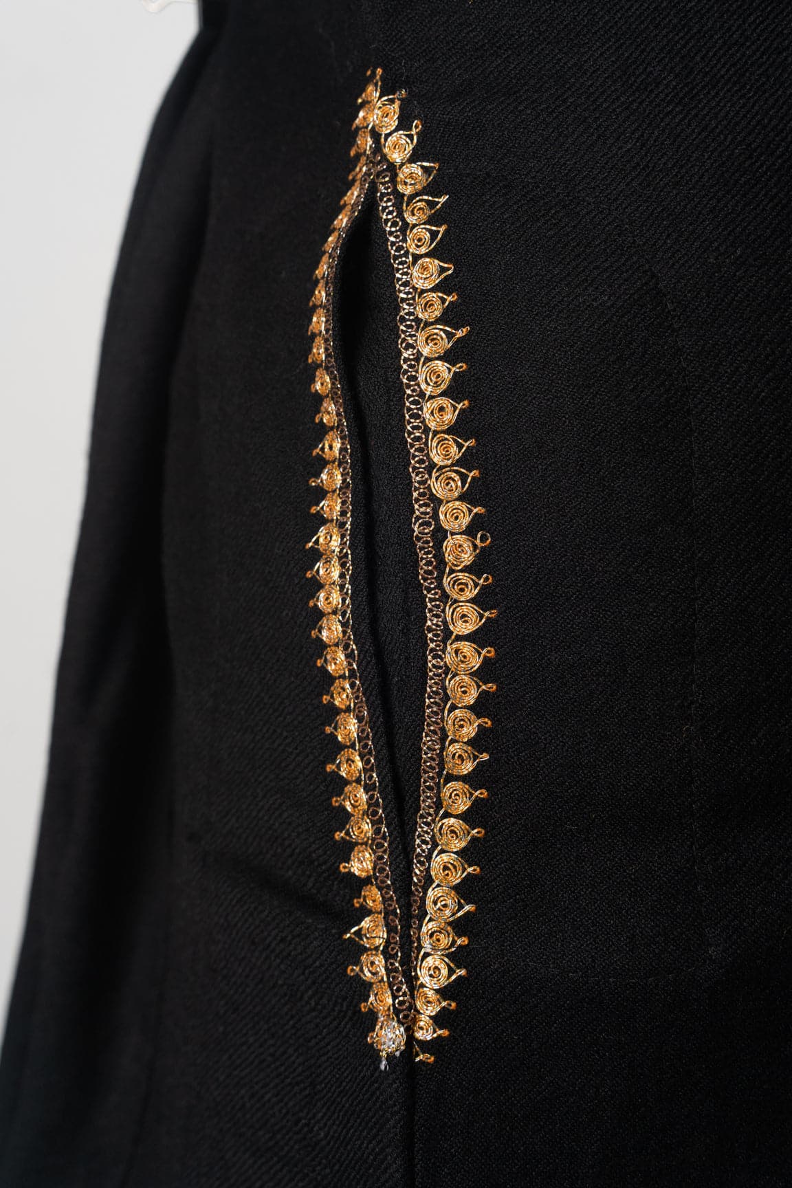 Midnight Gold Kashmiri Pheran with Tilla Embroidery