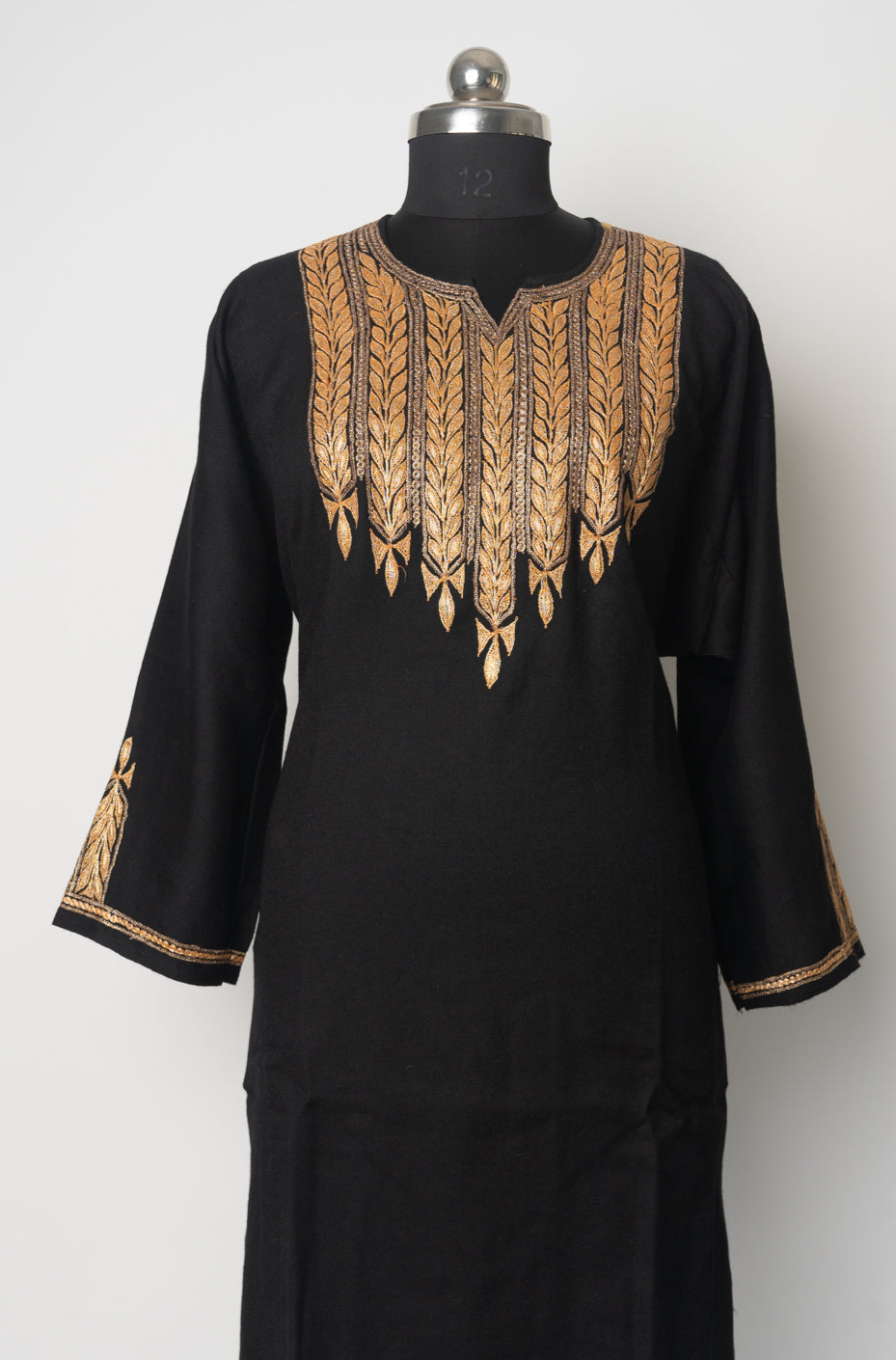Midnight Gold Kashmiri Pheran with Tilla Embroidery