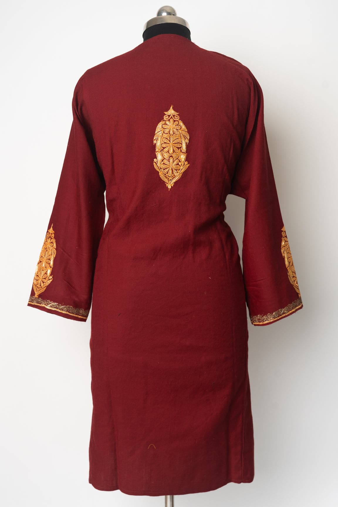 Crimson Regal Kashmiri Pheran with Tilla Embroidery