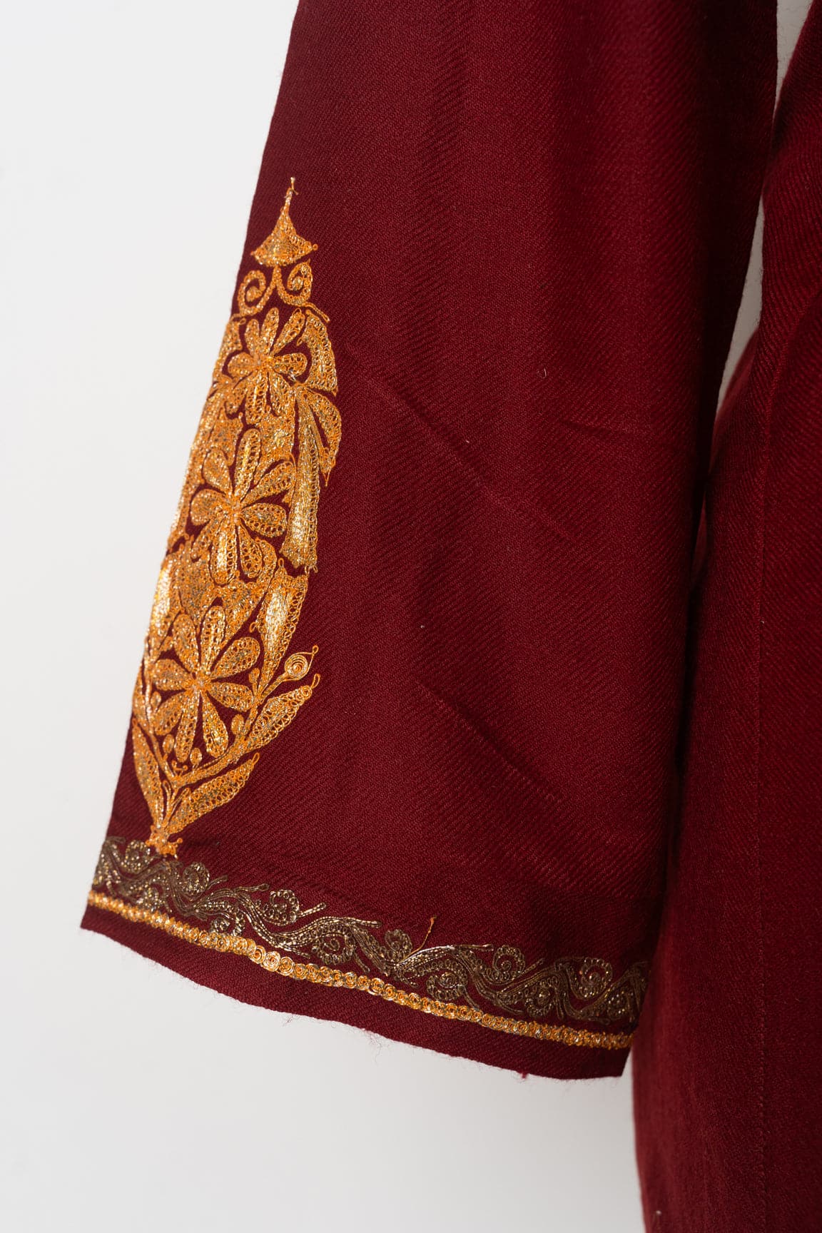 Crimson Regal Kashmiri Pheran with Tilla Embroidery