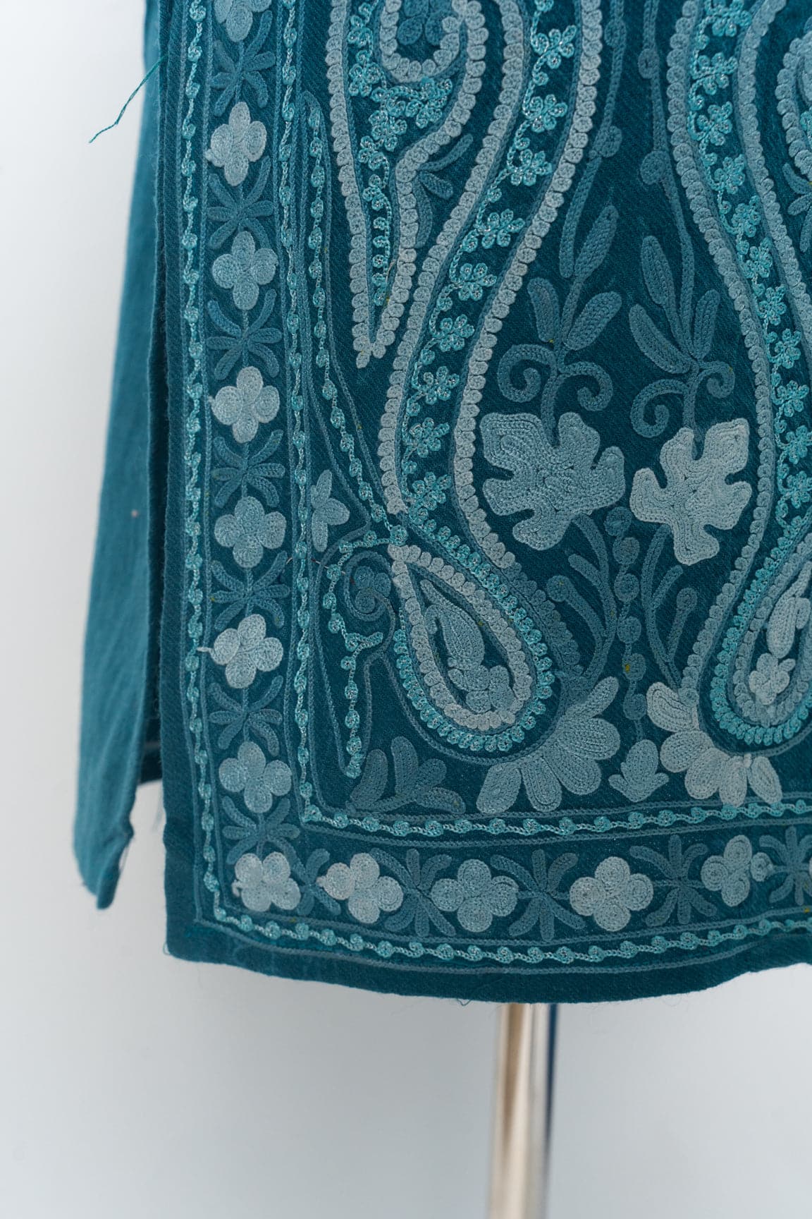 Oceanic Serenity Kashmiri Pheran with Aari Embroidery