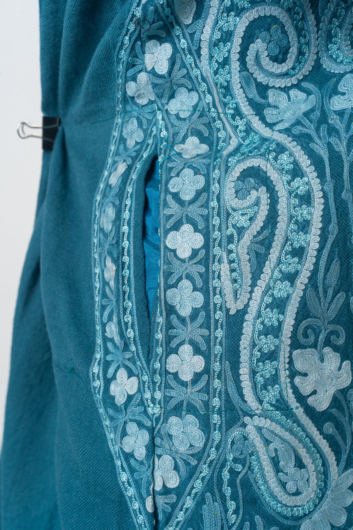 Oceanic Serenity Kashmiri Pheran with Aari Embroidery