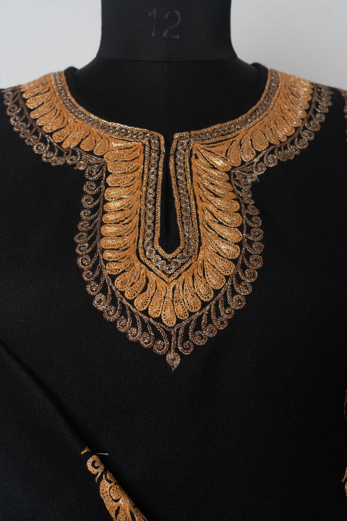 Ebony Elegance Kashmiri Pheran with Tilla Embroidery