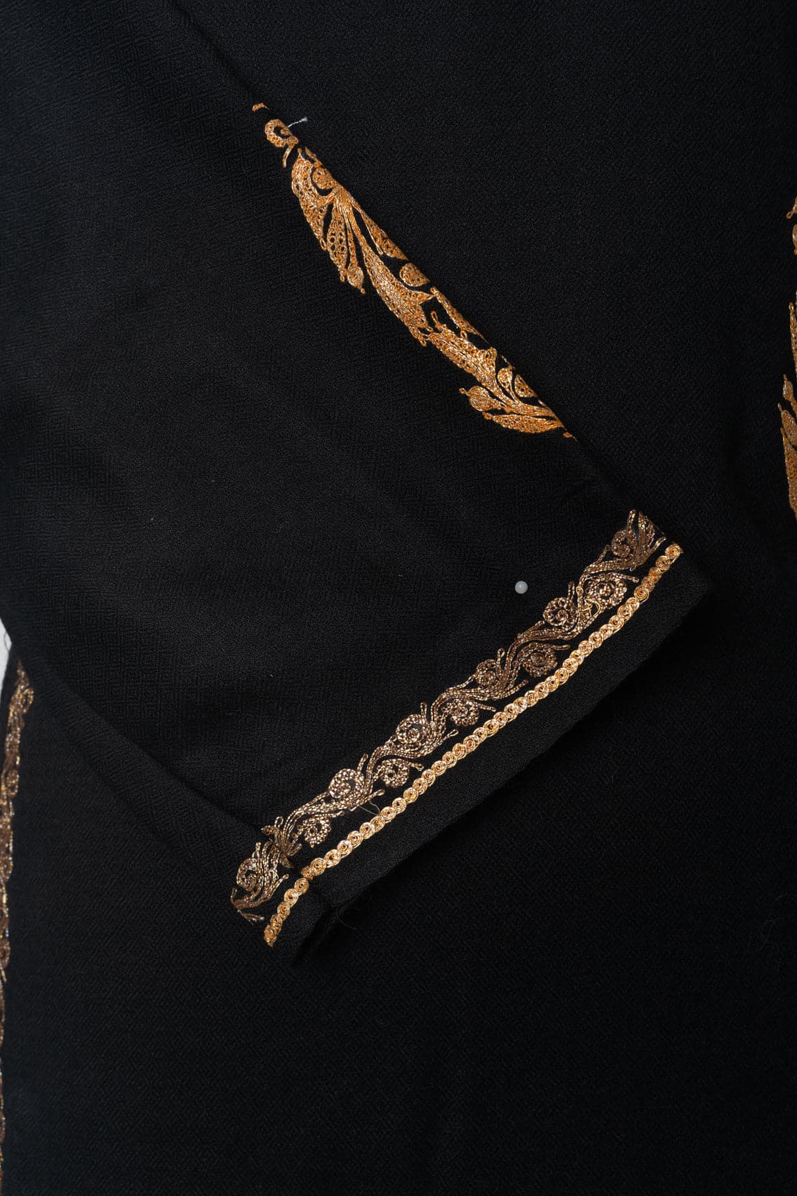 Ebony Elegance Kashmiri Pheran with Tilla Embroidery