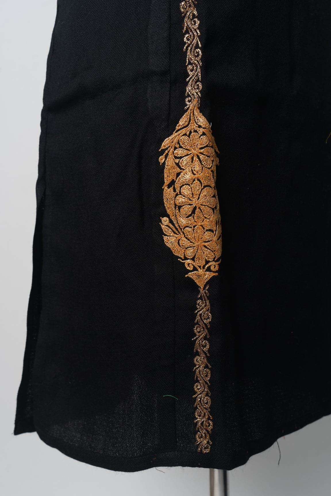 Ebony Elegance Kashmiri Pheran with Tilla Embroidery