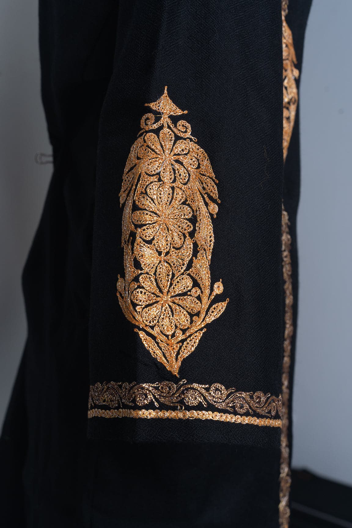 Ebony Elegance Kashmiri Pheran with Tilla Embroidery