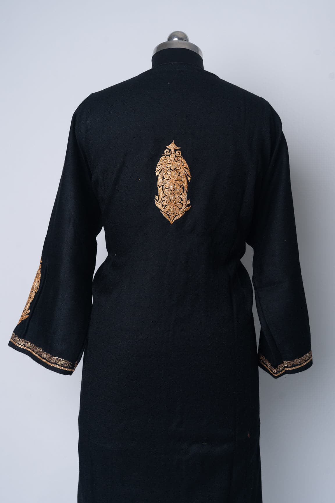 Ebony Elegance Kashmiri Pheran with Tilla Embroidery
