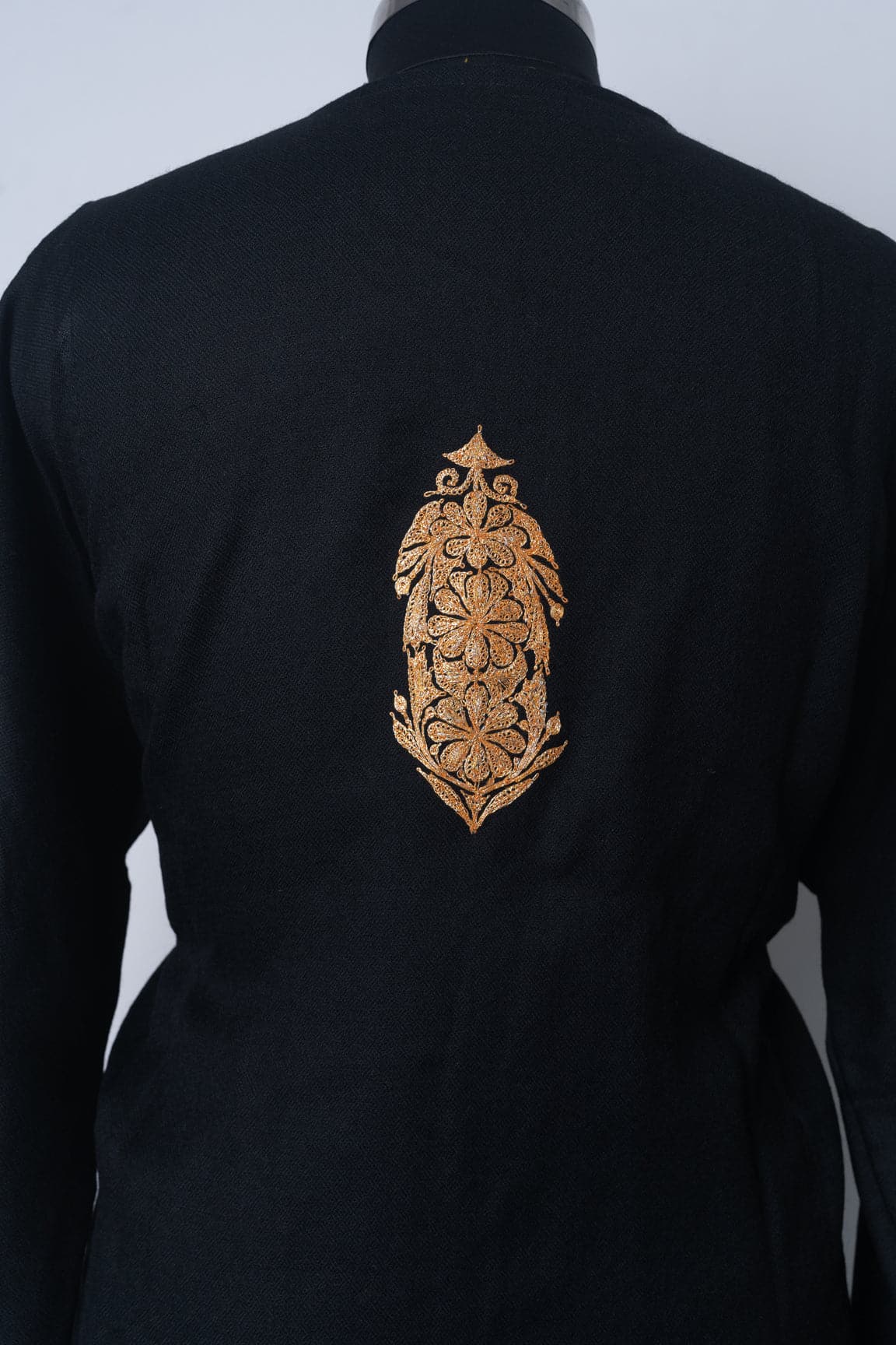 Ebony Elegance Kashmiri Pheran with Tilla Embroidery