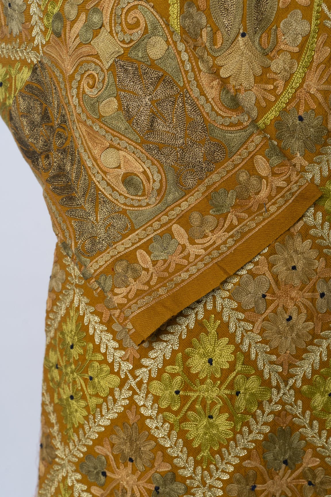 Golden Harvest Kashmiri Pheran with Aari Embroidery