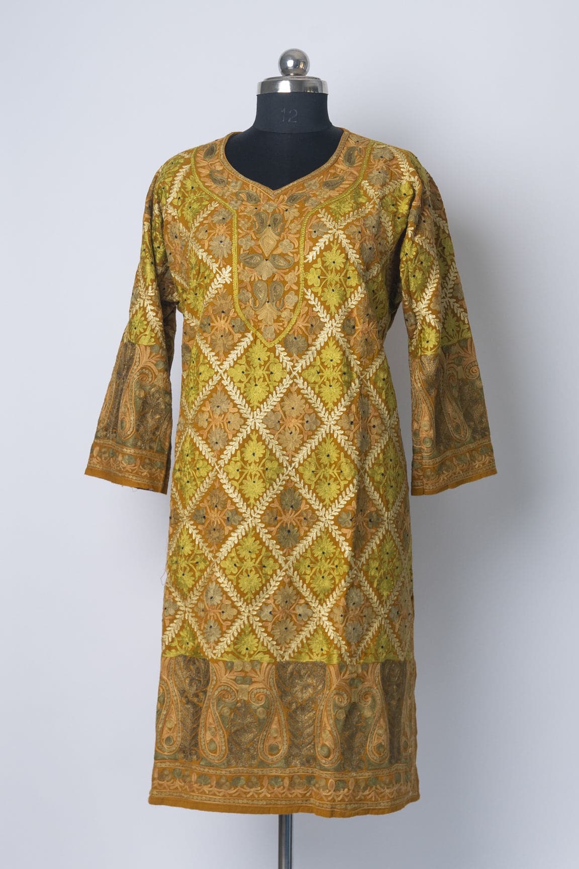 Golden Harvest Kurti Style Long Dress with Aari Embroidery