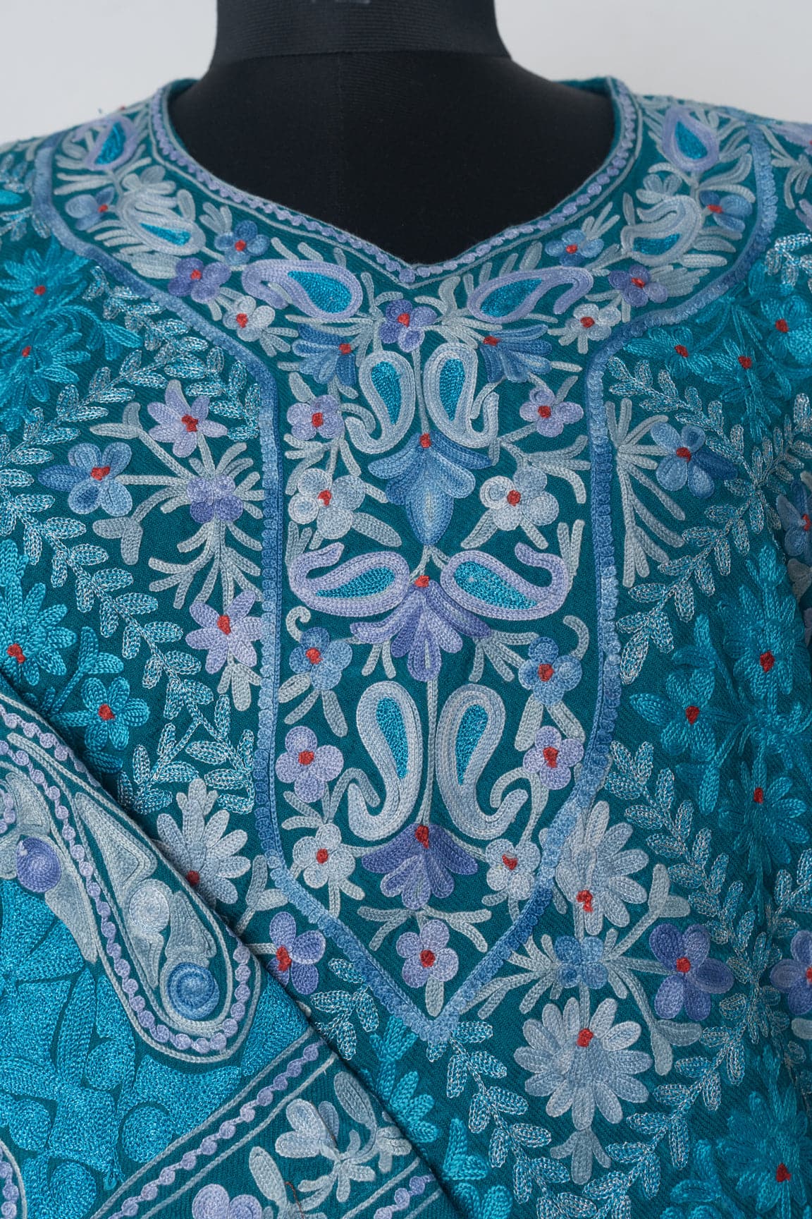Azure Elegance Kashmiri Pheran with Aari & Zari Embroidery