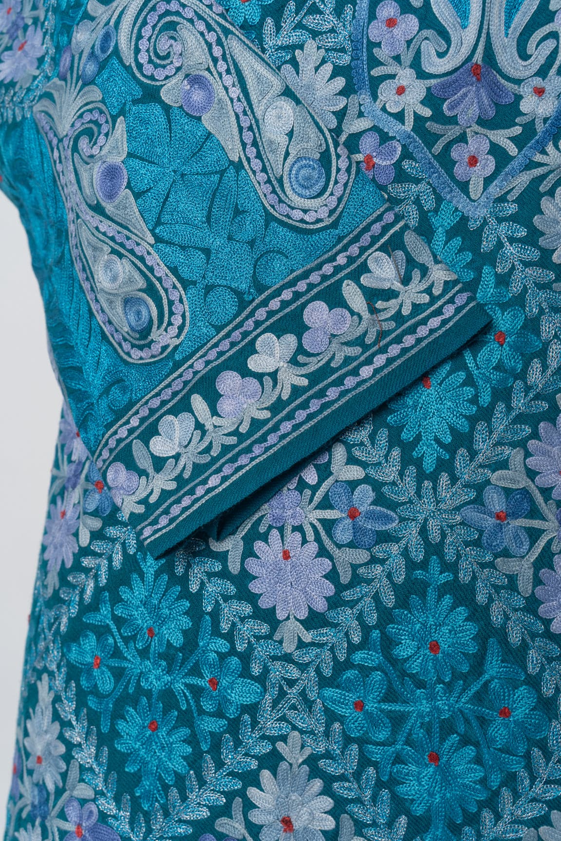 Azure Elegance Kashmiri Pheran with Aari & Zari Embroidery