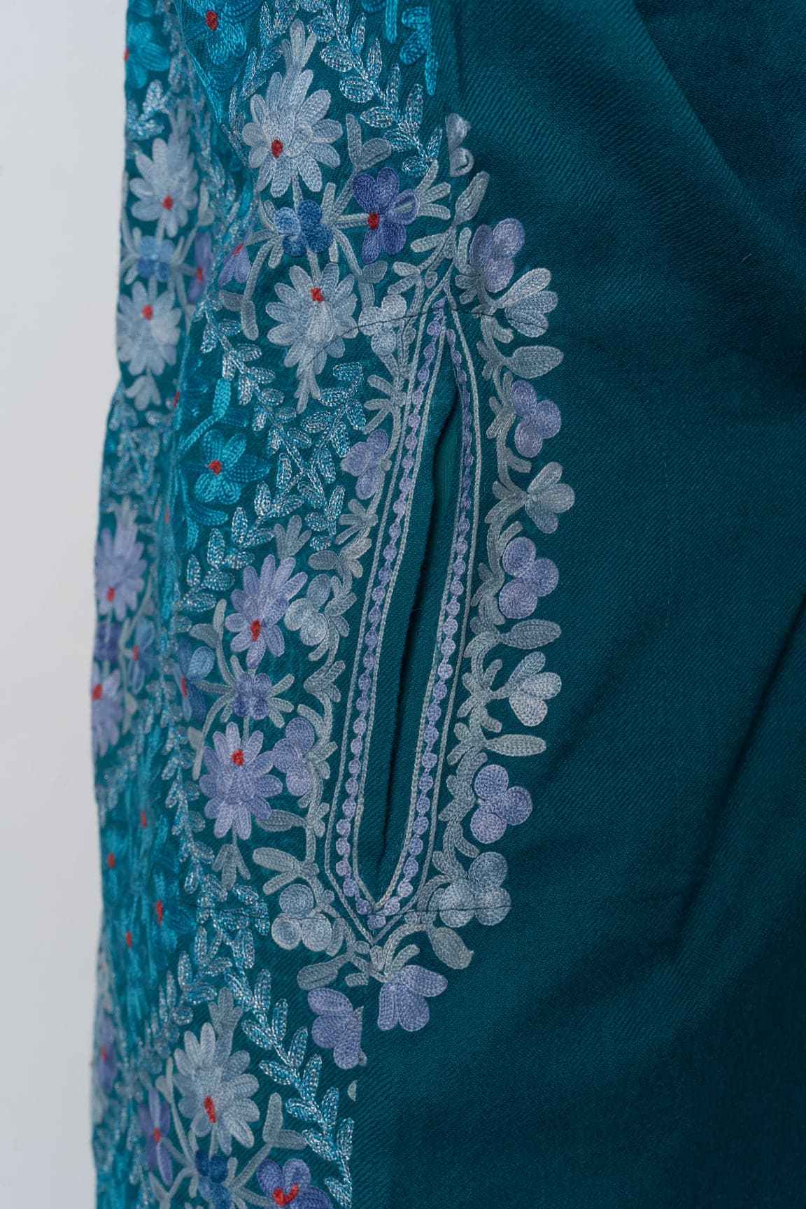 Azure Elegance Kashmiri Pheran with Aari & Zari Embroidery
