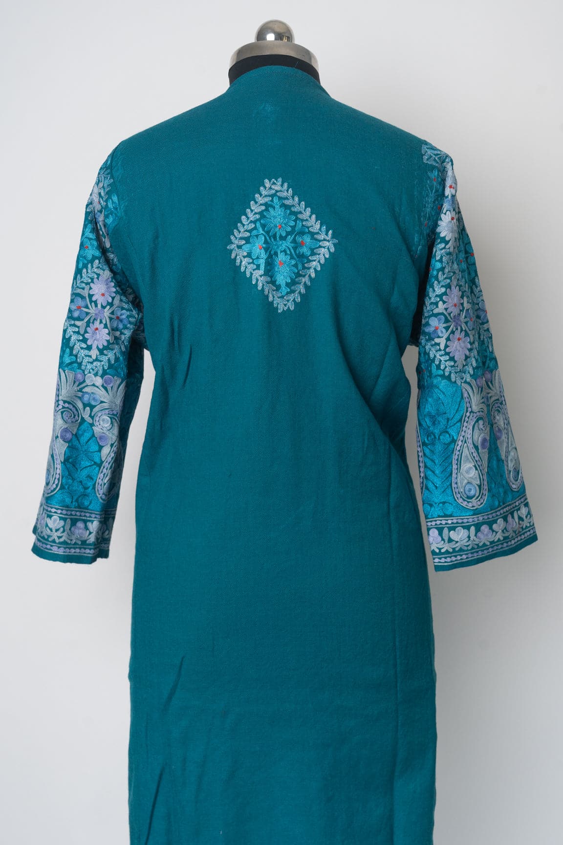 Azure Elegance Kashmiri Pheran with Aari & Zari Embroidery