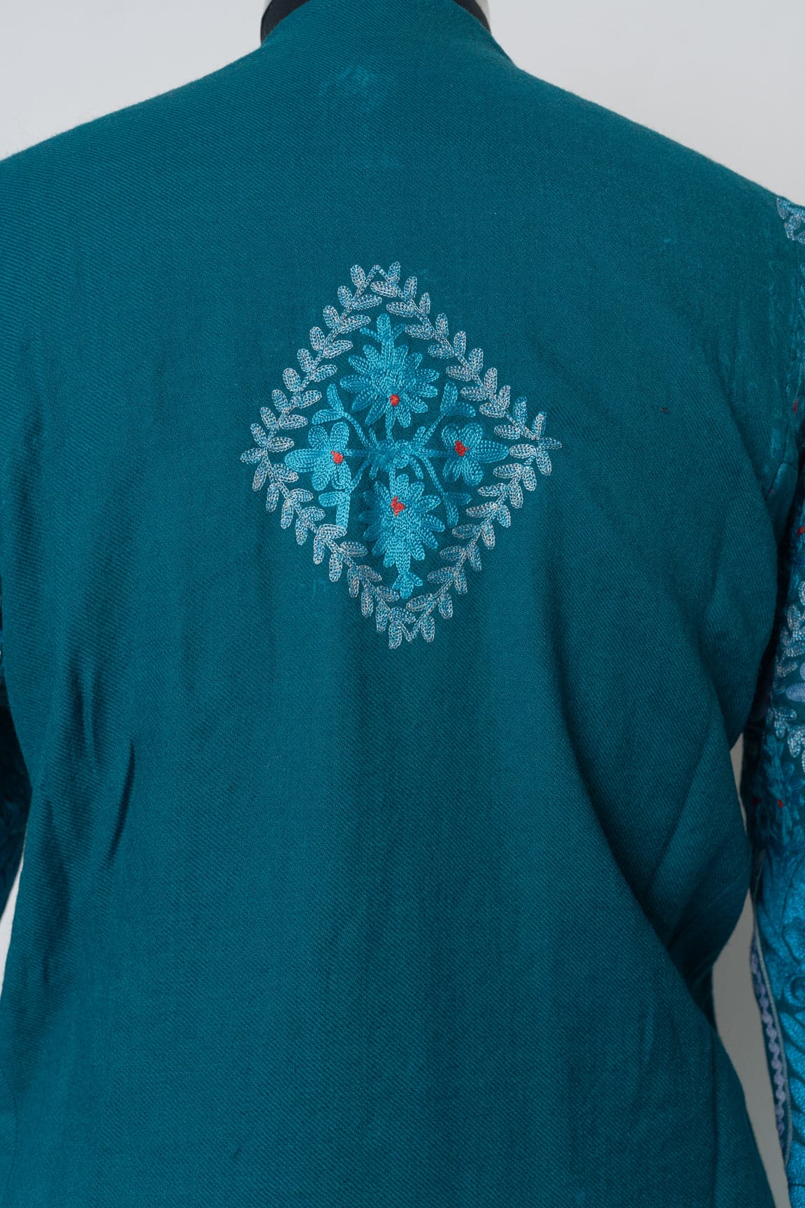 Azure Elegance Kashmiri Pheran with Aari & Zari Embroidery