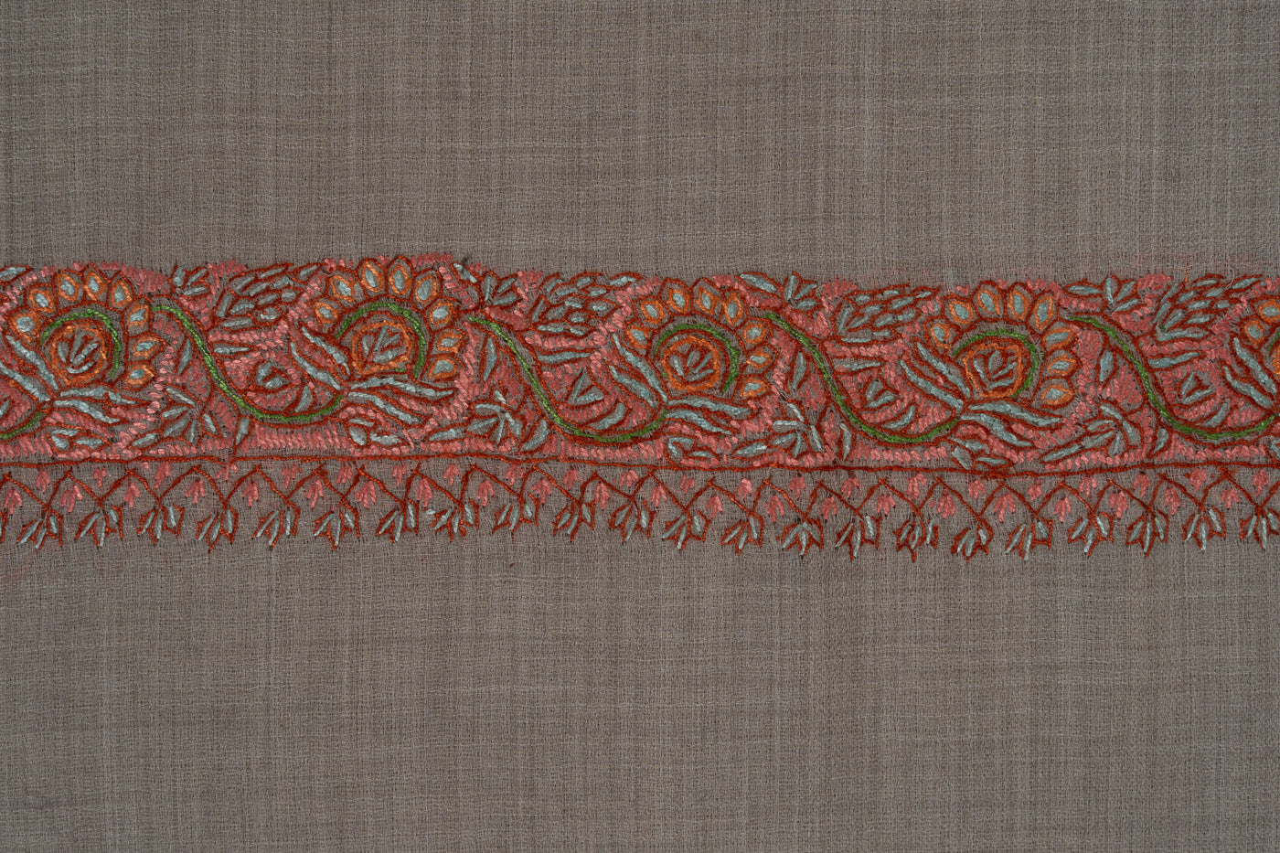 Sandstone Whisper — 2.5 Yards Sozni Hand-Embroidered Shawl