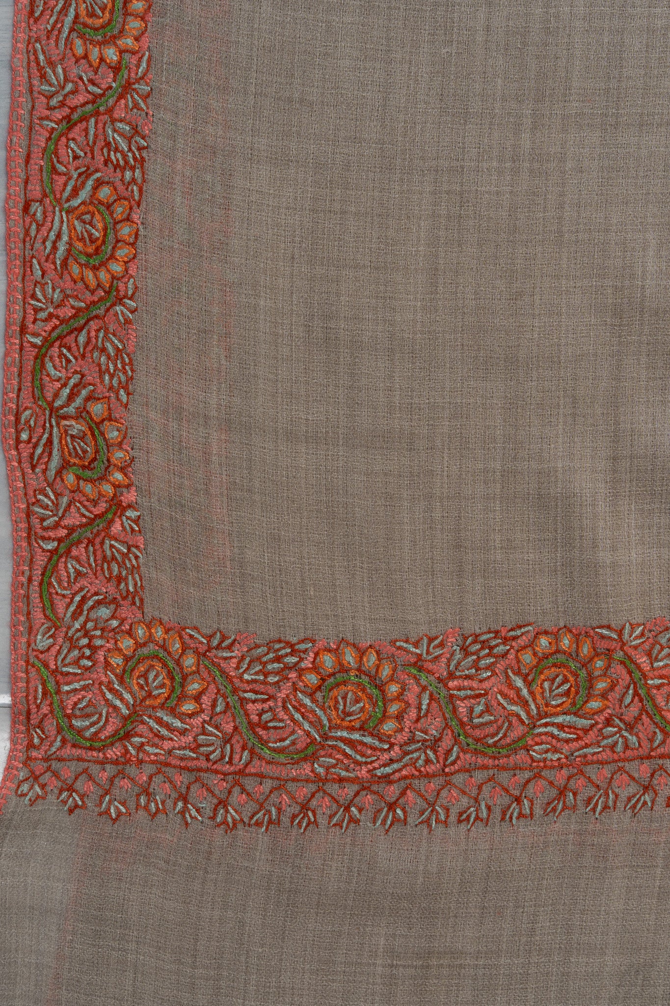 Sandstone Whisper — 2.5 Yards Sozni Hand-Embroidered Shawl