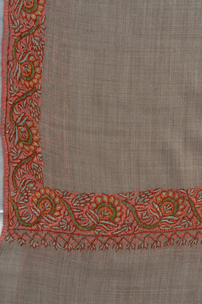 Sandstone Whisper — 2.5 Yards Sozni Hand-Embroidered Shawl