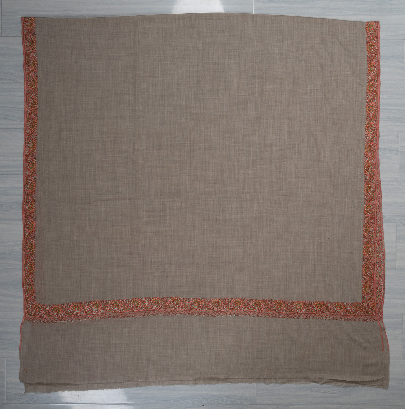 Sandstone Whisper — 2.5 Yards Sozni Hand-Embroidered Shawl